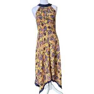 Eva Franco Paisley Halter Dress Handkerchief Hem Boho Anthropologie Style Size 2